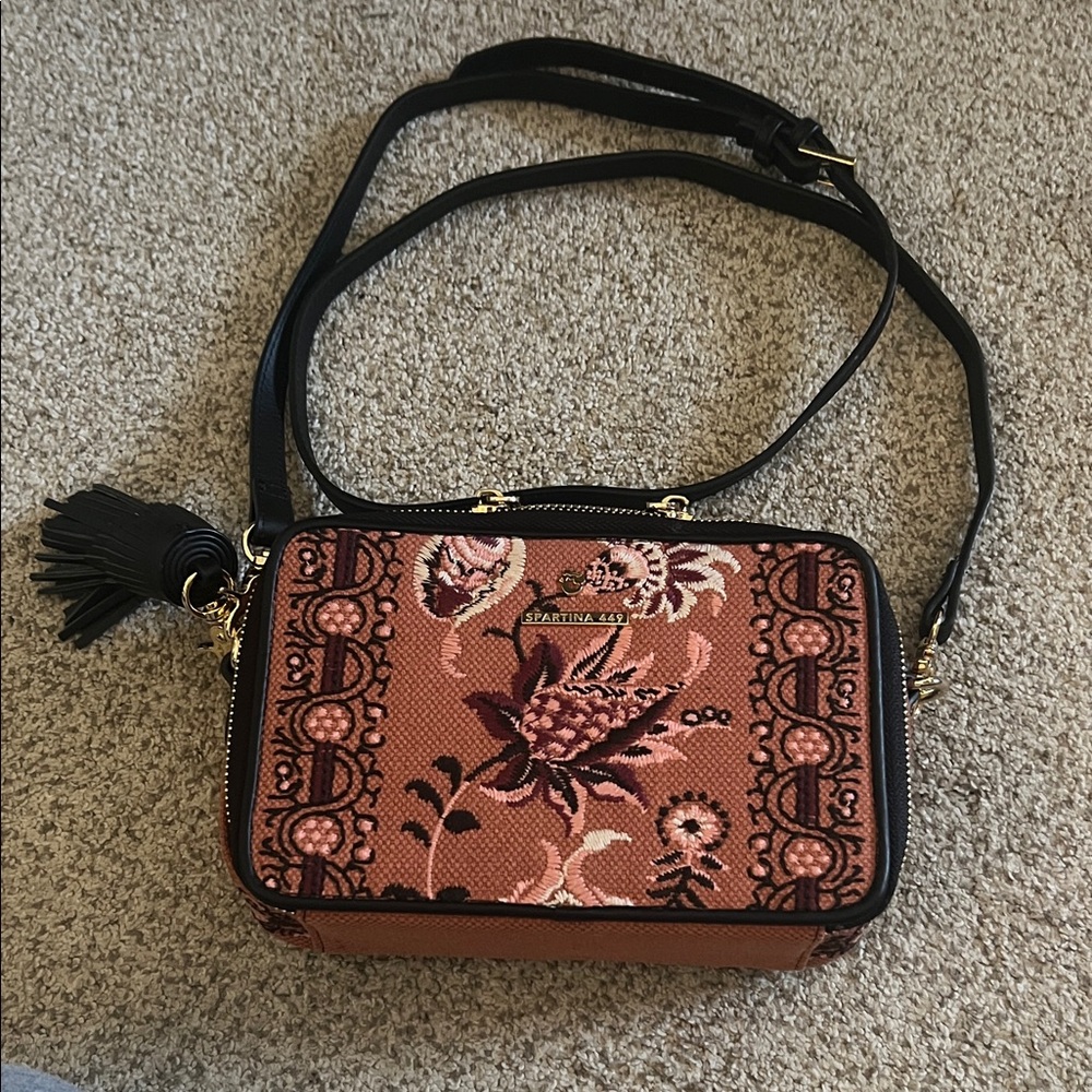 Spartina 449 Pink and Black Floral Crossbody Bag